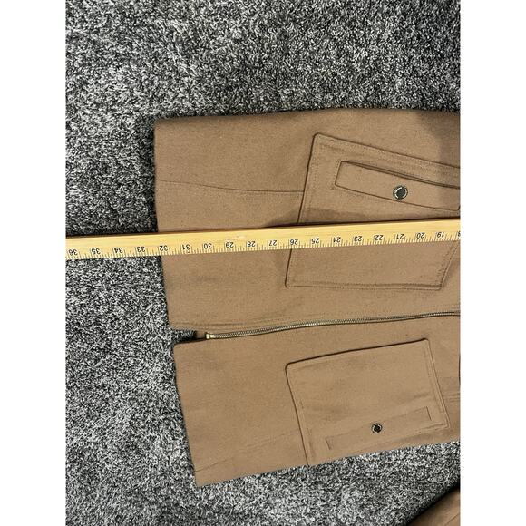 Michael Kors Beige Camel Tan Wool Blend Trench Overcoat Detachable Hood Womens L - Picture 12 of 15